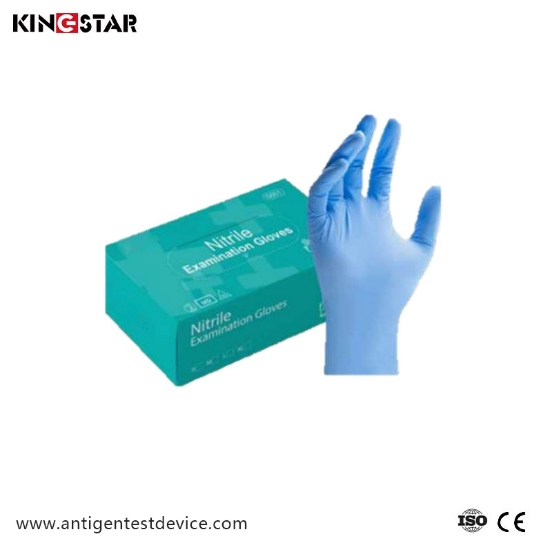 Guantes de nitrilo azul sin polvo para uso médico